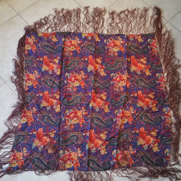 Huge Scarf Shoulder Wrap India  Paisley & Flowers - Picture 1 of 4